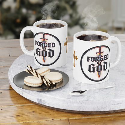 Forged by God Christian Coffee Mug – Strength in Faith Drinkware