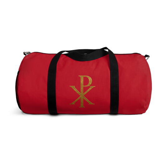 Christ’s Victory Duffle Bag in Red – Chi Rho Symbol