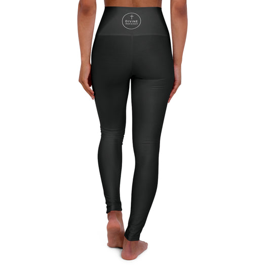 Chi Rho Women’s High-Waisted Yoga Leggings in Black – Strength and Victory in Christ