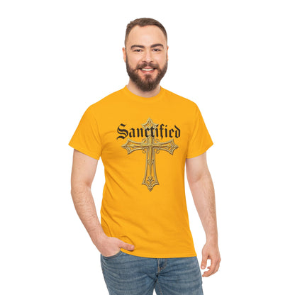 Sanctified Men's Gothic Cross T-Shirt – Faith in Bold Elegance