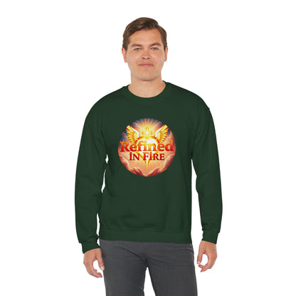 Men’s “Refined in Fire” Christian Sweatshirt – Bold Flame Design Pullover