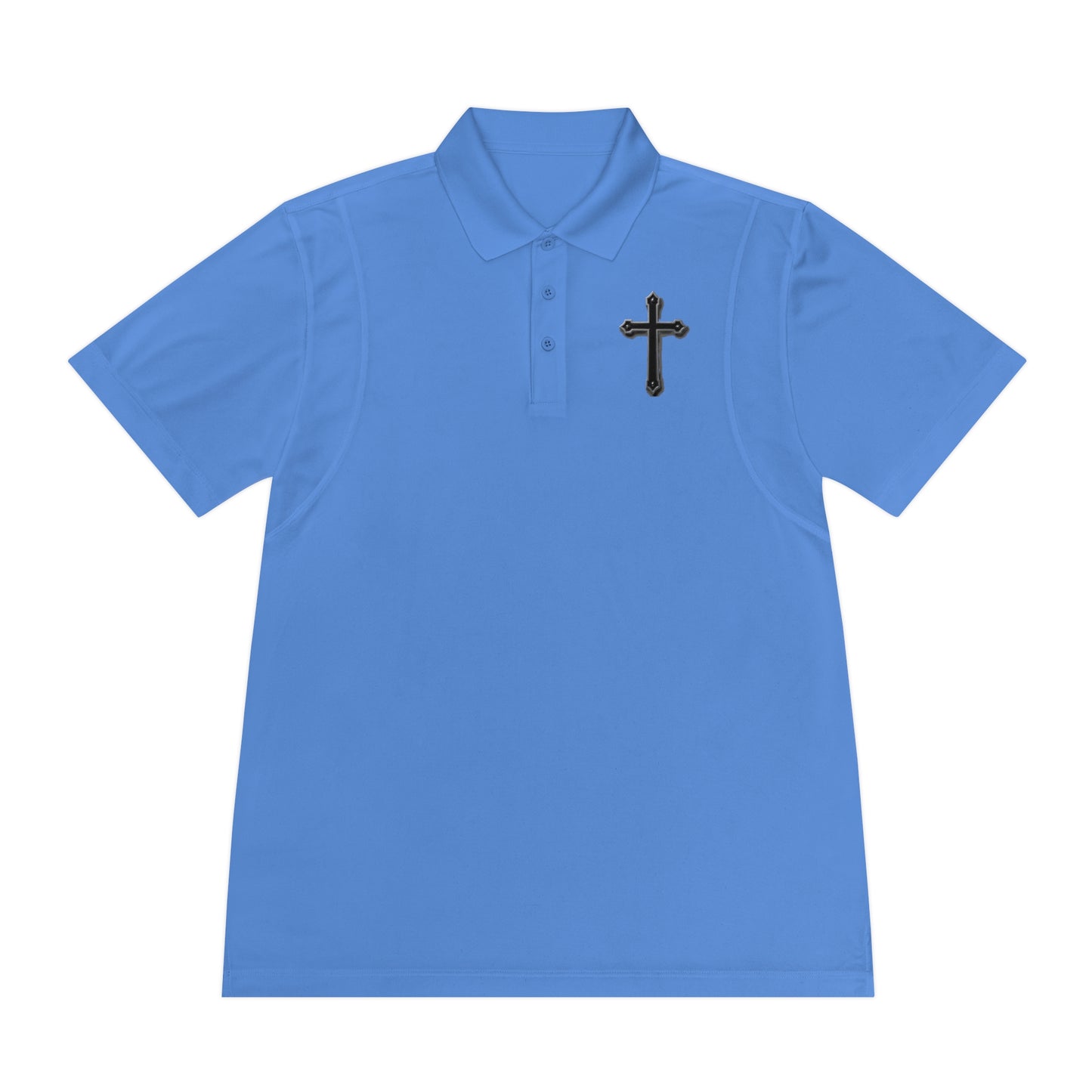 Men’s Black Cross Polo Shirt – Classic Faith-Inspired Style