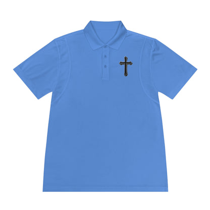 Men’s Black Cross Polo Shirt – Classic Faith-Inspired Style