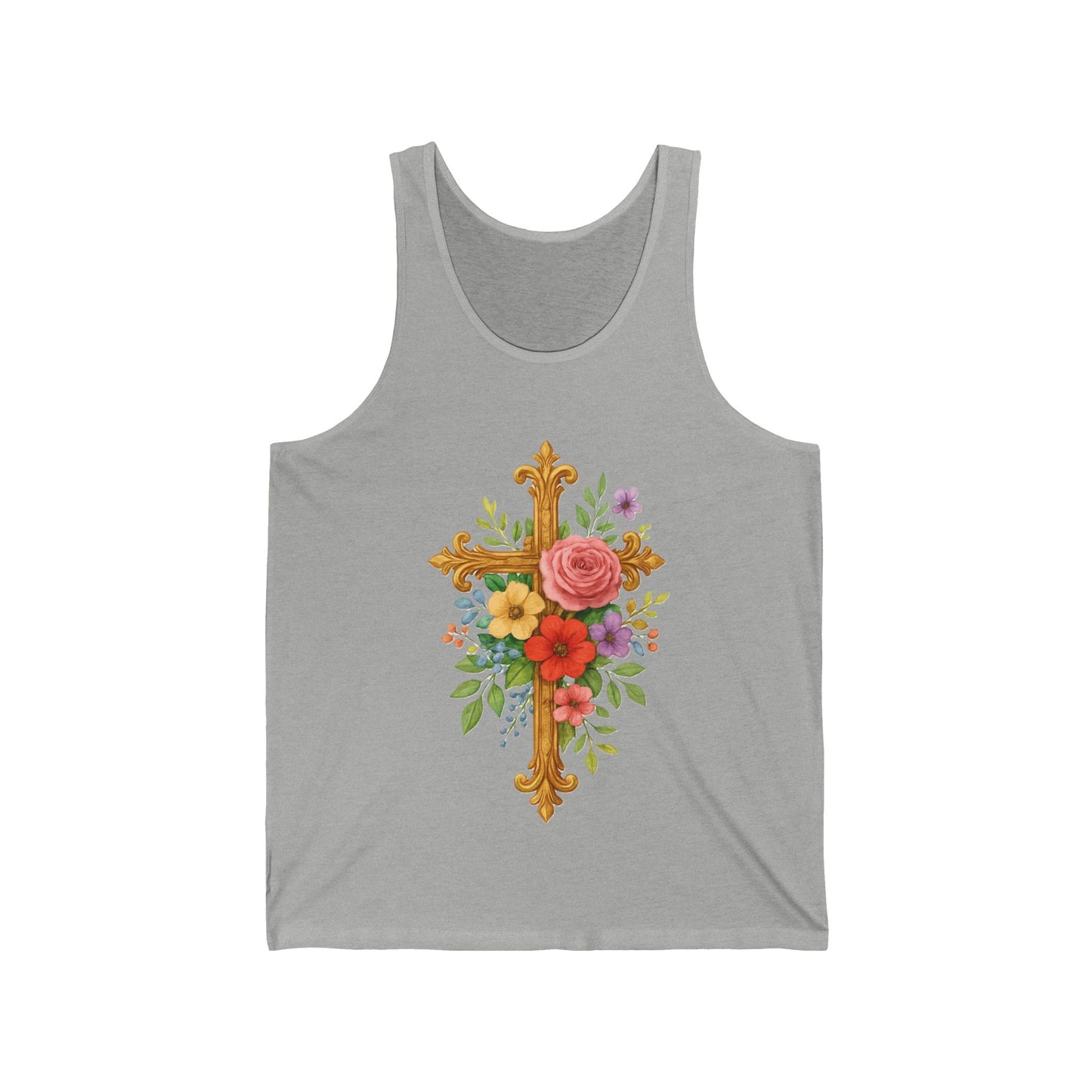 Floral Cross Women’s Tank Top – Faith That Shines