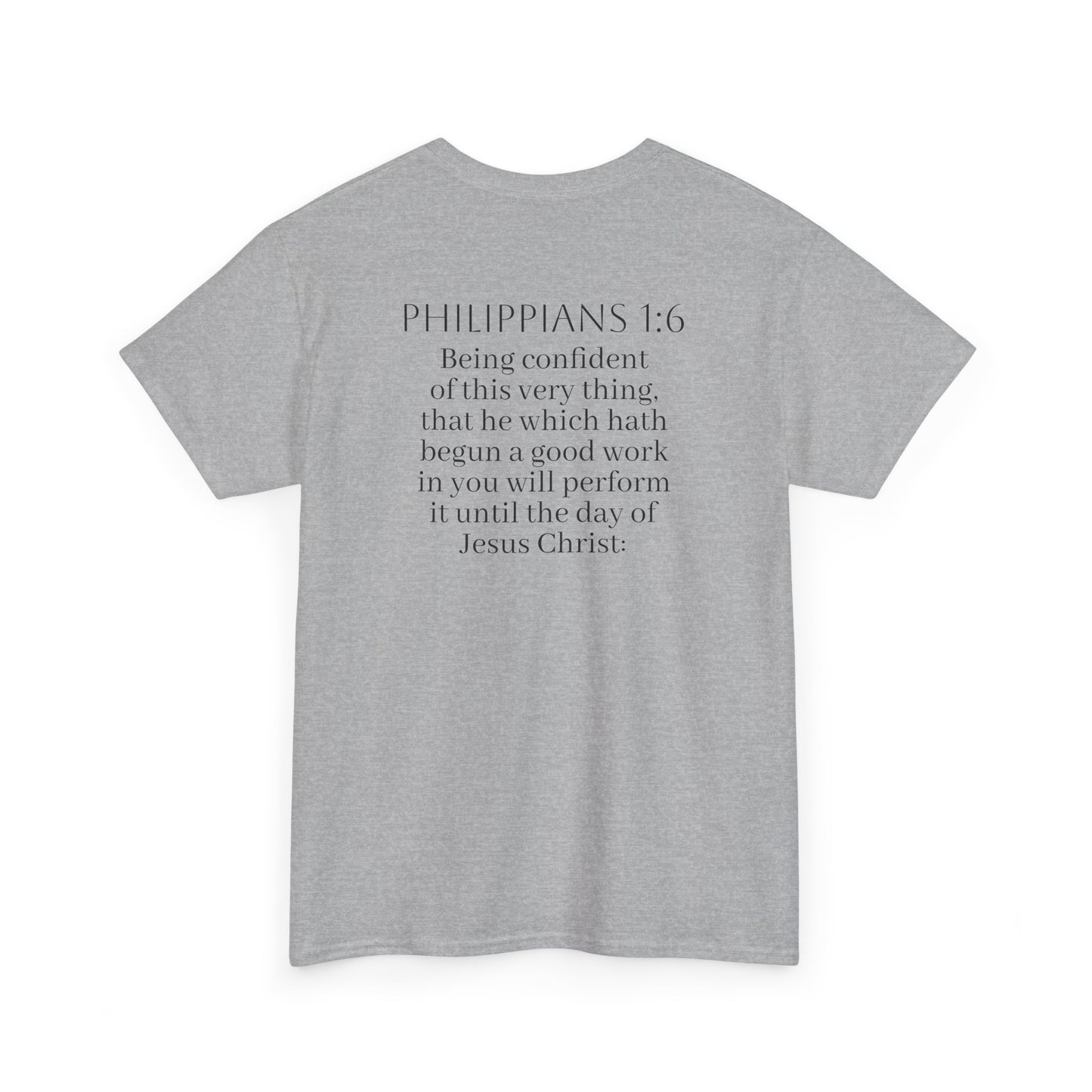 Becoming Men’s Faith Tee – Philippians 1:6 (Dark Lettering)