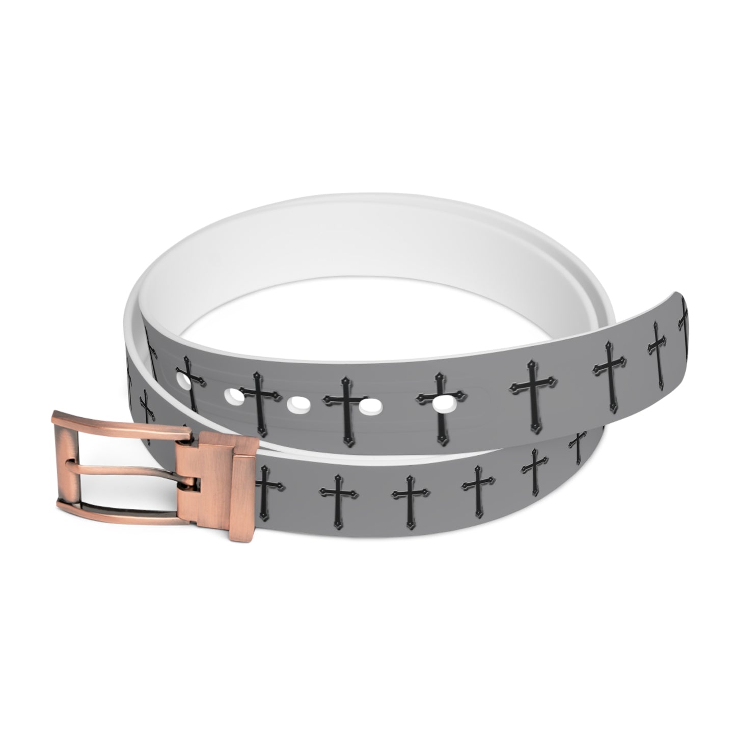 Shield of Faith Belt in Grey – Black Cross Pattern