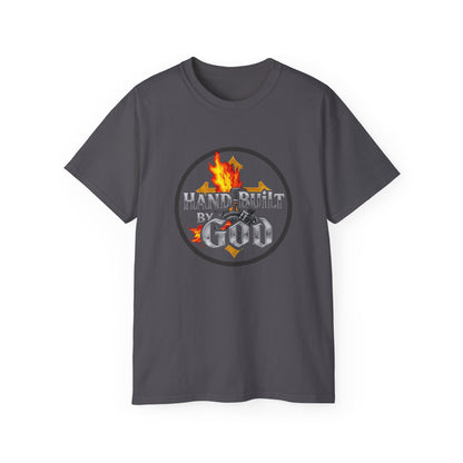 Men’s “Hand Built By God” Christian T-Shirt – Faith-Inspired Statement Tee