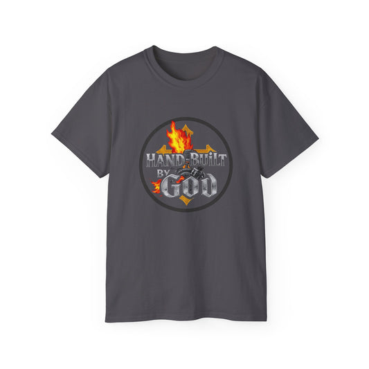 Men’s “Hand Built By God” Christian T-Shirt – Faith-Inspired Statement Tee