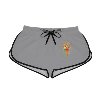 Blooming Faith Women's Shorts in Grey with Floral Cross Design