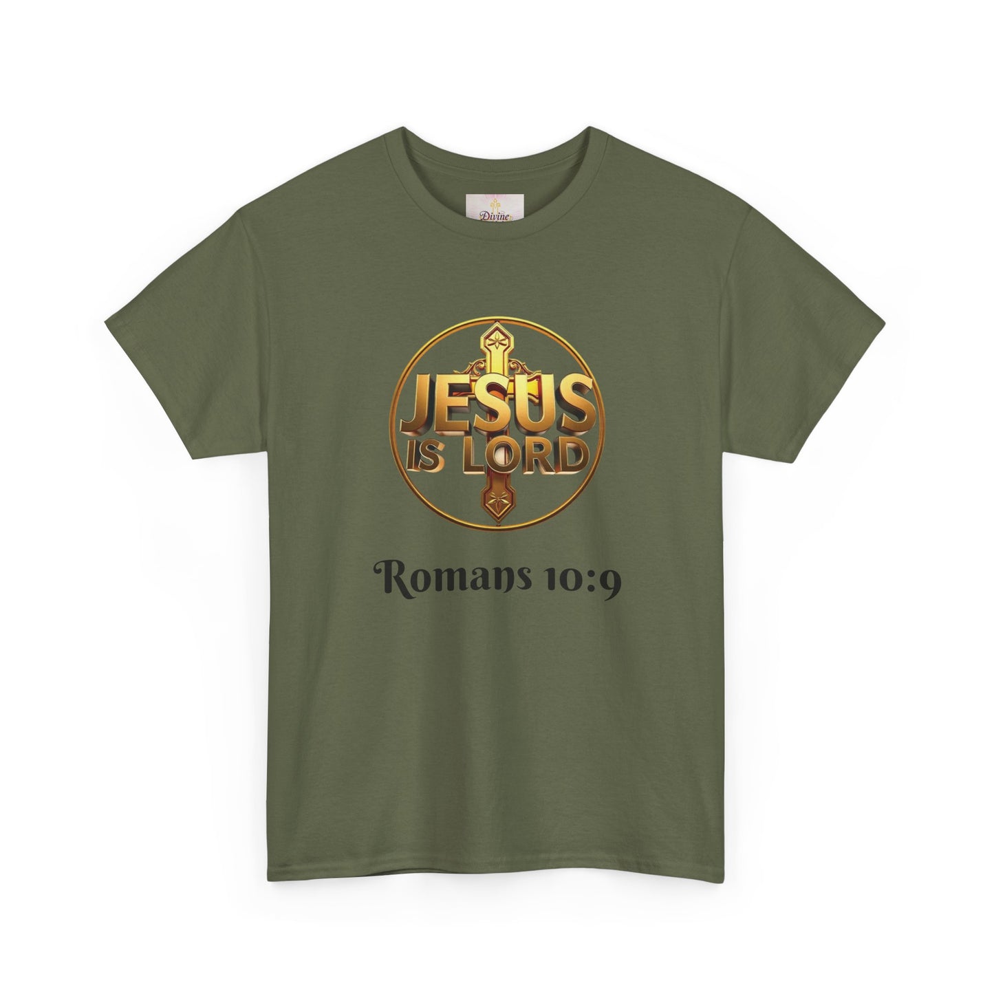 Men’s Romans 10:9 Christian T-Shirt – Jesus Is Lord & He Is Risen (Dark Lettering)