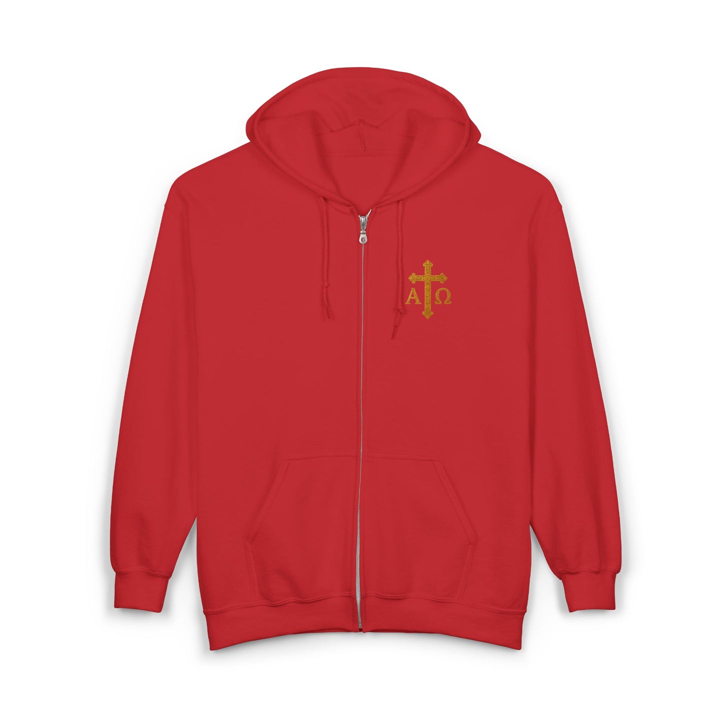 Men’s Alpha & Omega Zip-Up Hoodie – Spiritual Strength & Comfort