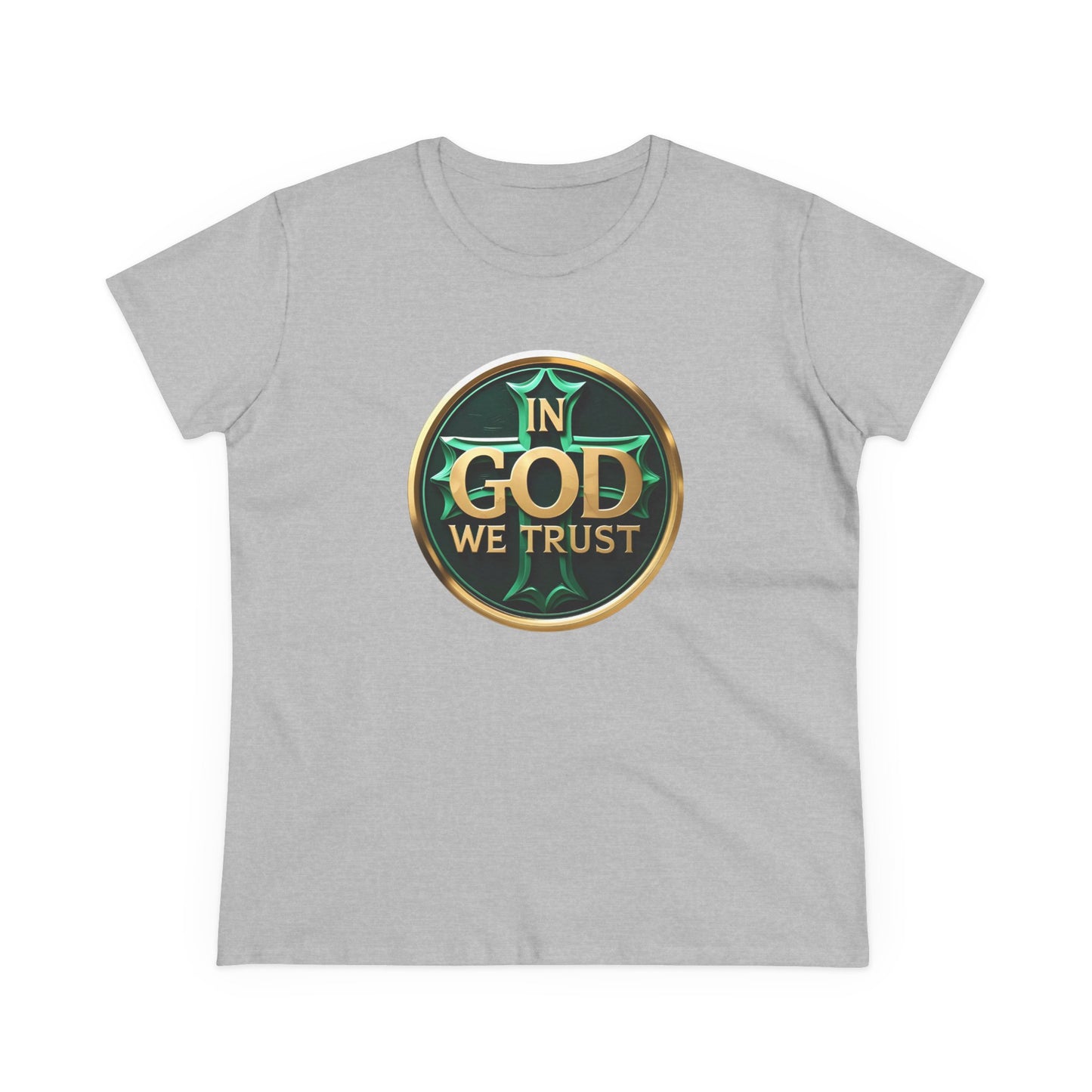 In God We Trust – Bold Gold Cross Women's Tee