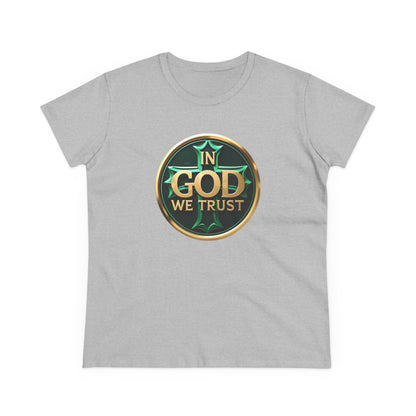 In God We Trust – Bold Gold Cross Women's Tee