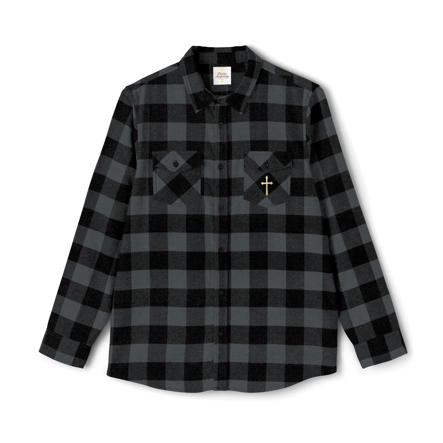 Faithful Threads – Men’s Classic Flannel Shirt with Gold Cross