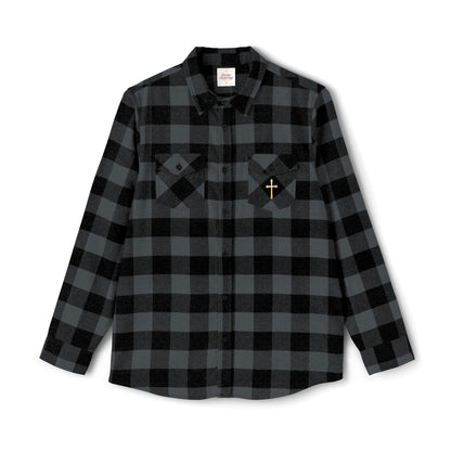 Faithful Threads – Men’s Classic Flannel Shirt with Gold Cross