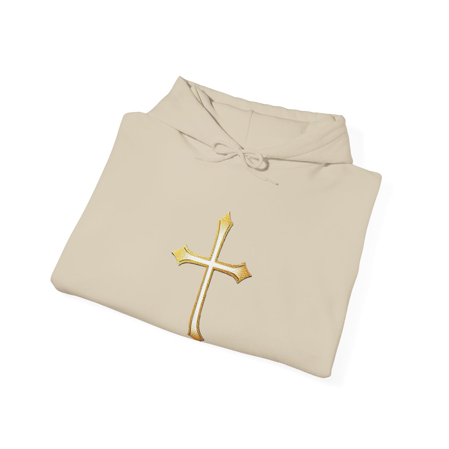 Men’s Gold Cross Hoodie – Bold Christian Faith Hoodie with Front & Back Design