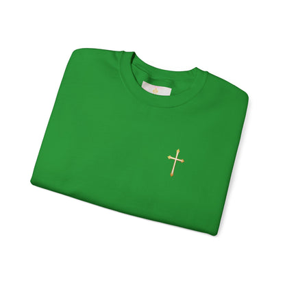 Men’s Elegance w/ Gold Cross Sweatshirt – Subtle Christian Faith Apparel