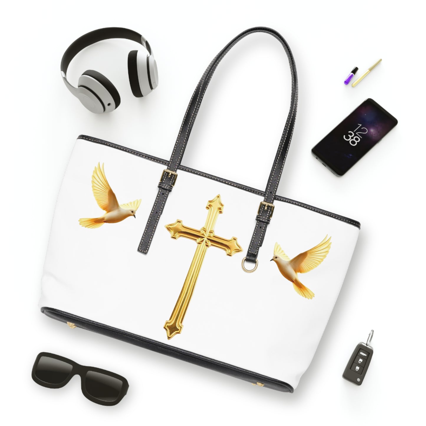 Faith, Peace, and Renewal Shoulder Bag in White
