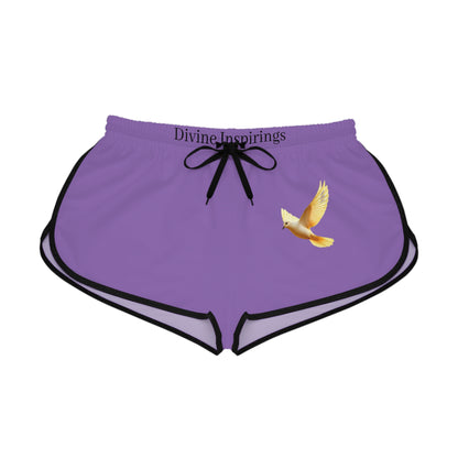 Peaceful Spirit Women's Shorts in Purple with Dove in Flight Design