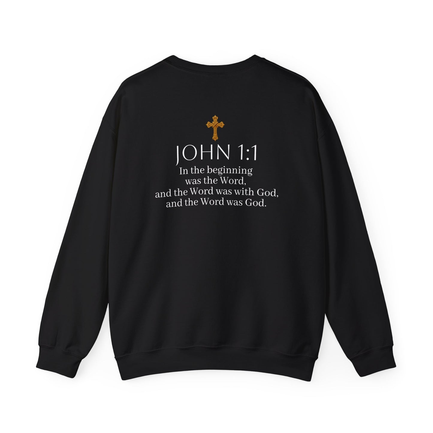 “The Word Eternal” – Women’s Christian Sweatshirt with White Lettering (John 1:1)