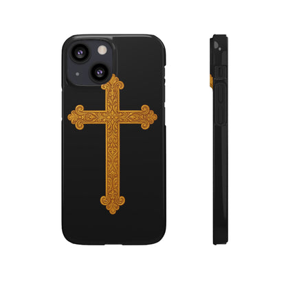 Black iPhone Snap Case – Gold Cross Design