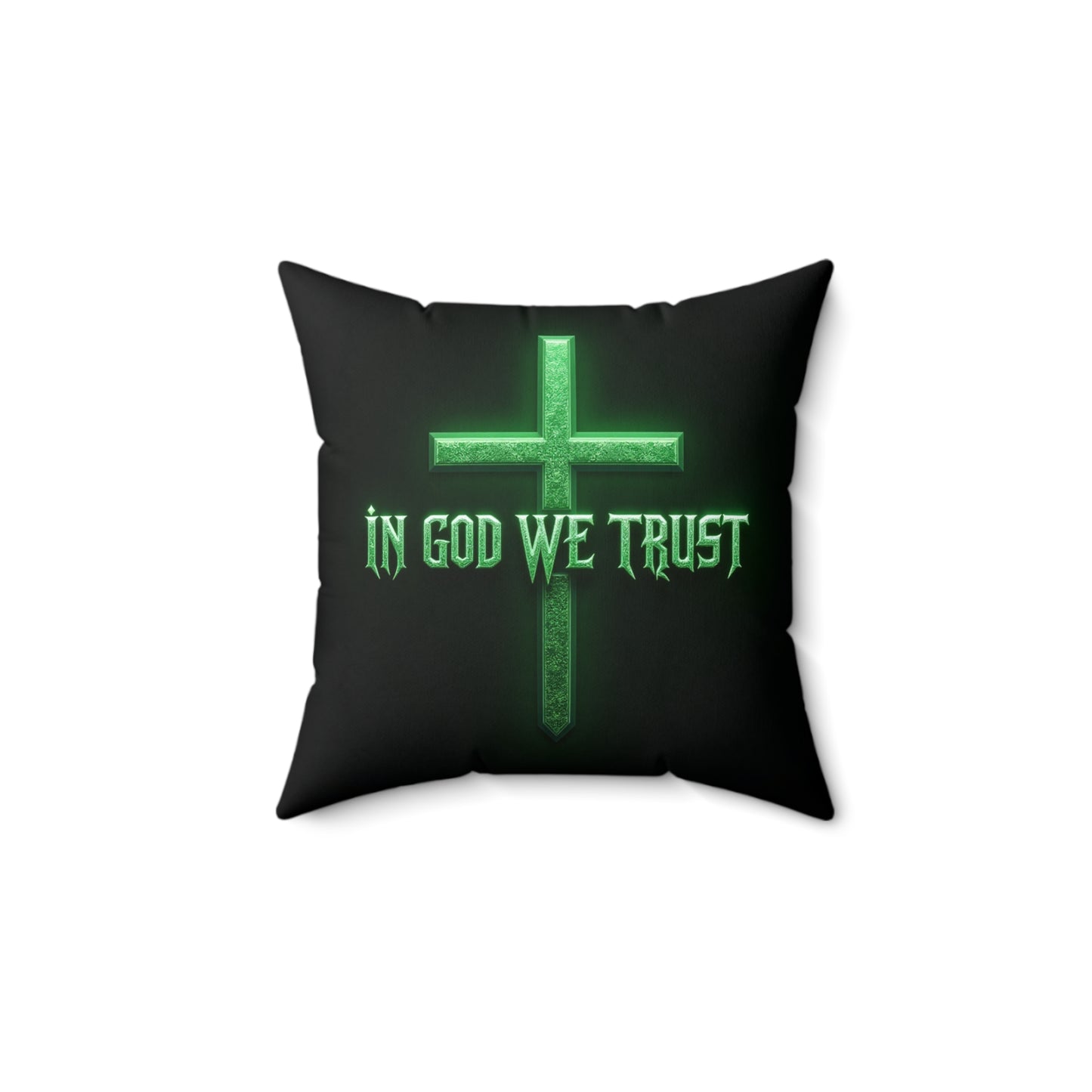 “In God We Trust” Black Square Pillow – Bold Faith & Inspiration