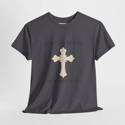 Speak It. Believe It. Saved. – Women’s Jesus Is Lord Tee (Romans 10:9) (White Lettering)