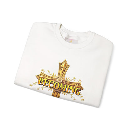 Becoming Women’s Faith Sweatshirt – Dark Lettering (1 Corinthians 15:49)