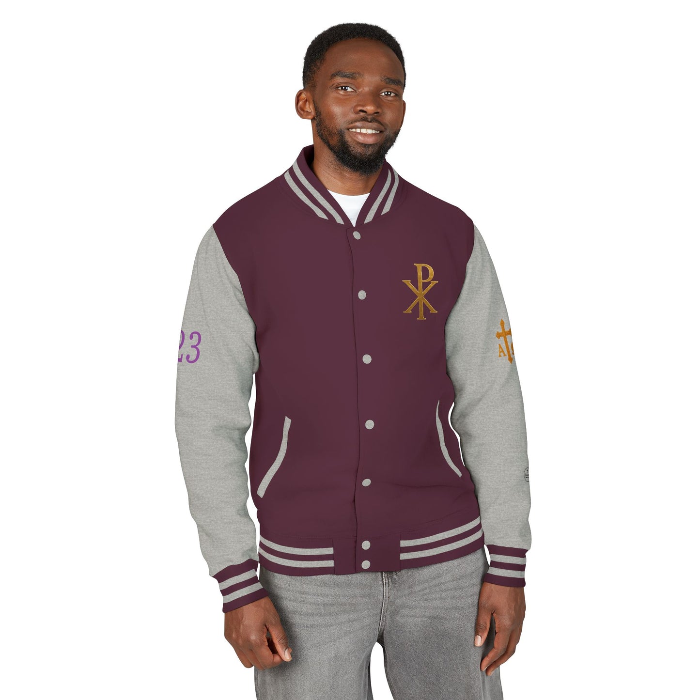 Victory in Christ Men’s Letterman Jacket – Sealed in Faith