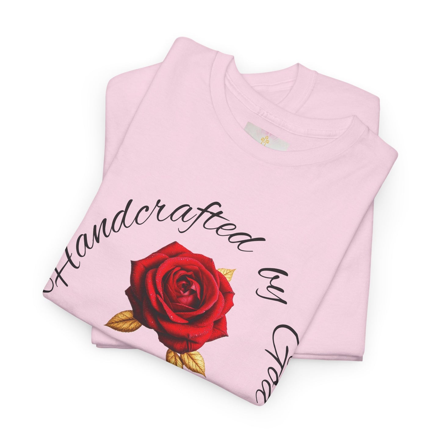 Handcrafted by God (Rose) - Woman's Christian T-Shirt (Dark Lettering)