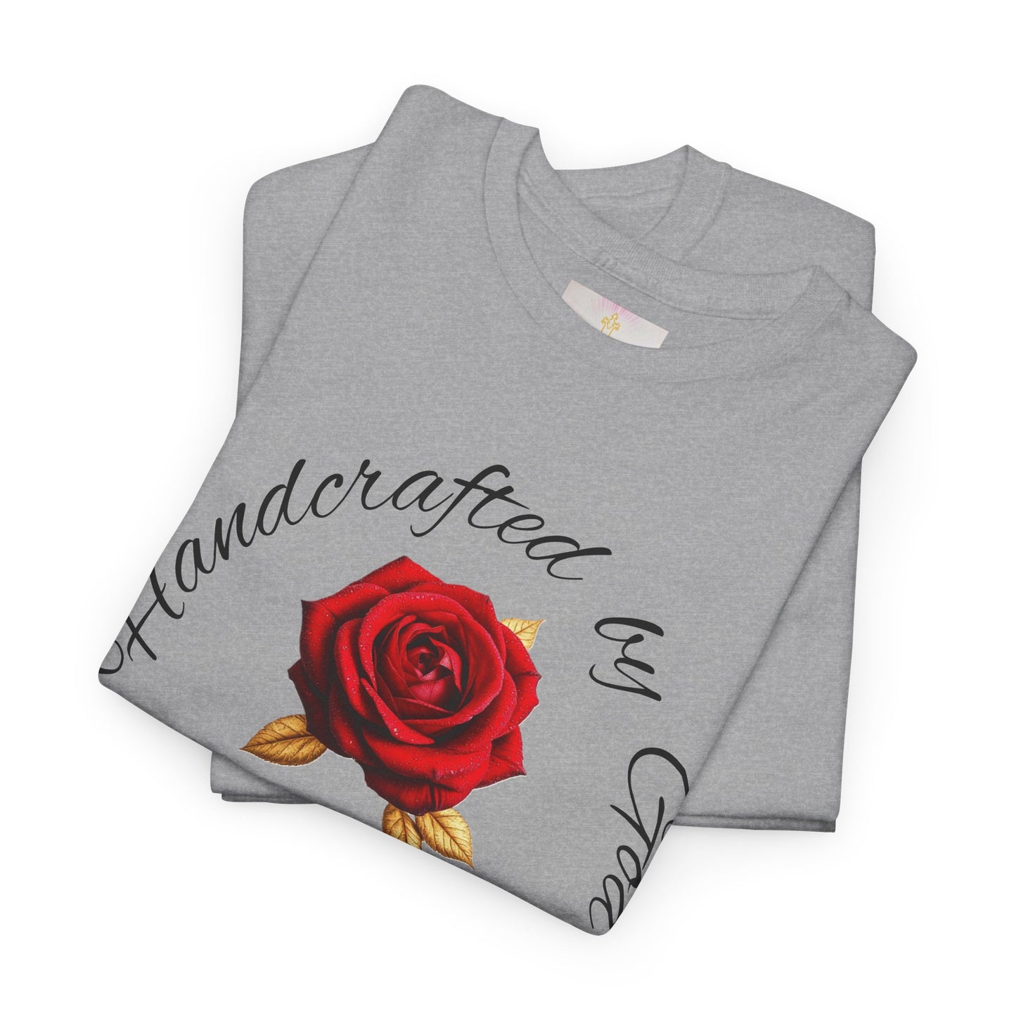 Handcrafted by God (Rose) - Woman's Christian T-Shirt (Dark Lettering)