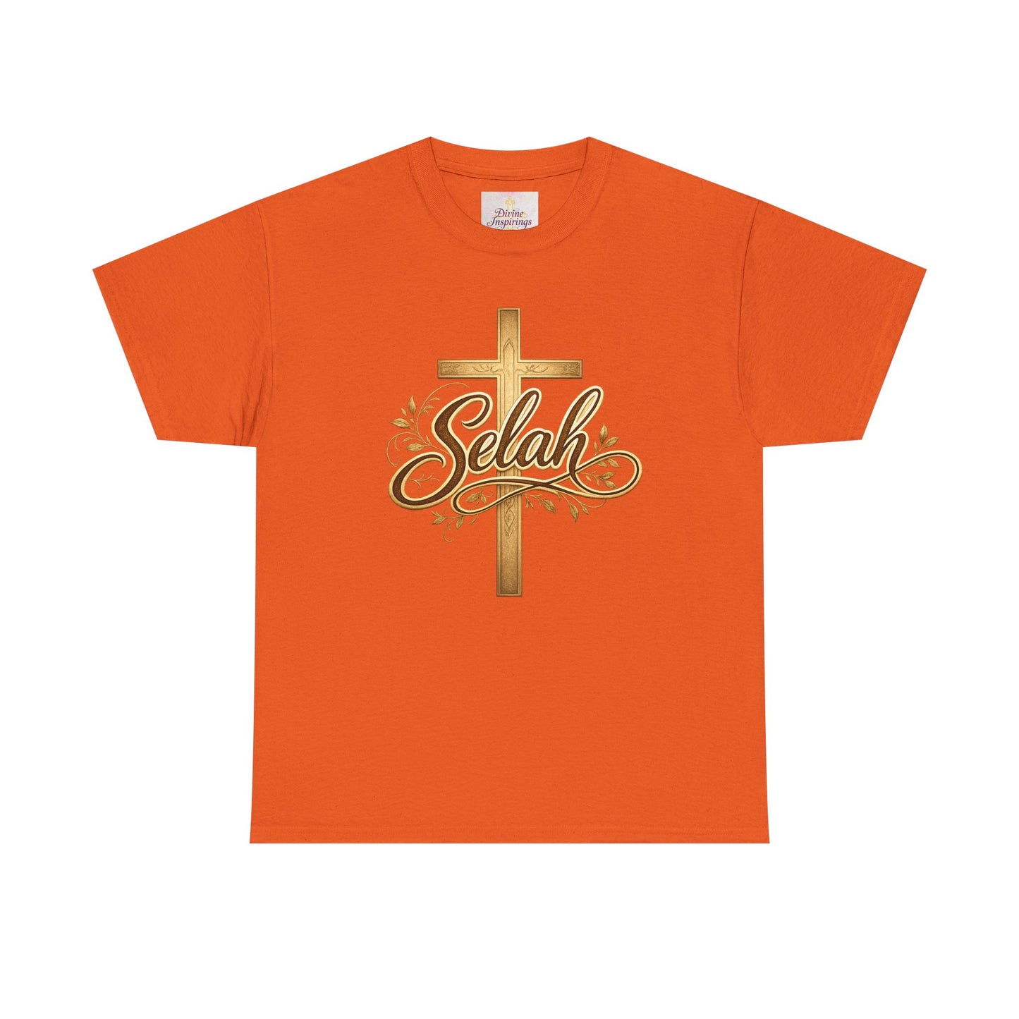 Selah Cross Tee — Women's Christian T‑Shirt with Gold Script