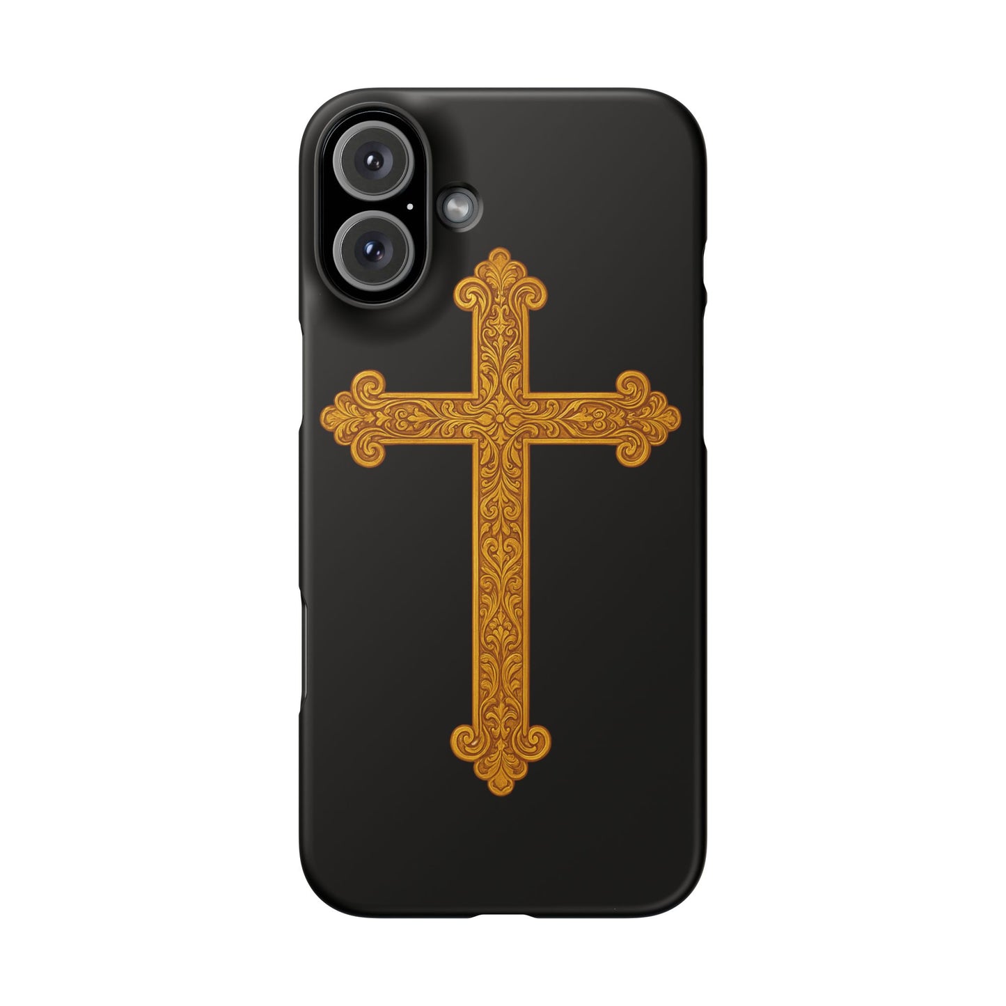Black iPhone Snap Case – Gold Cross Design