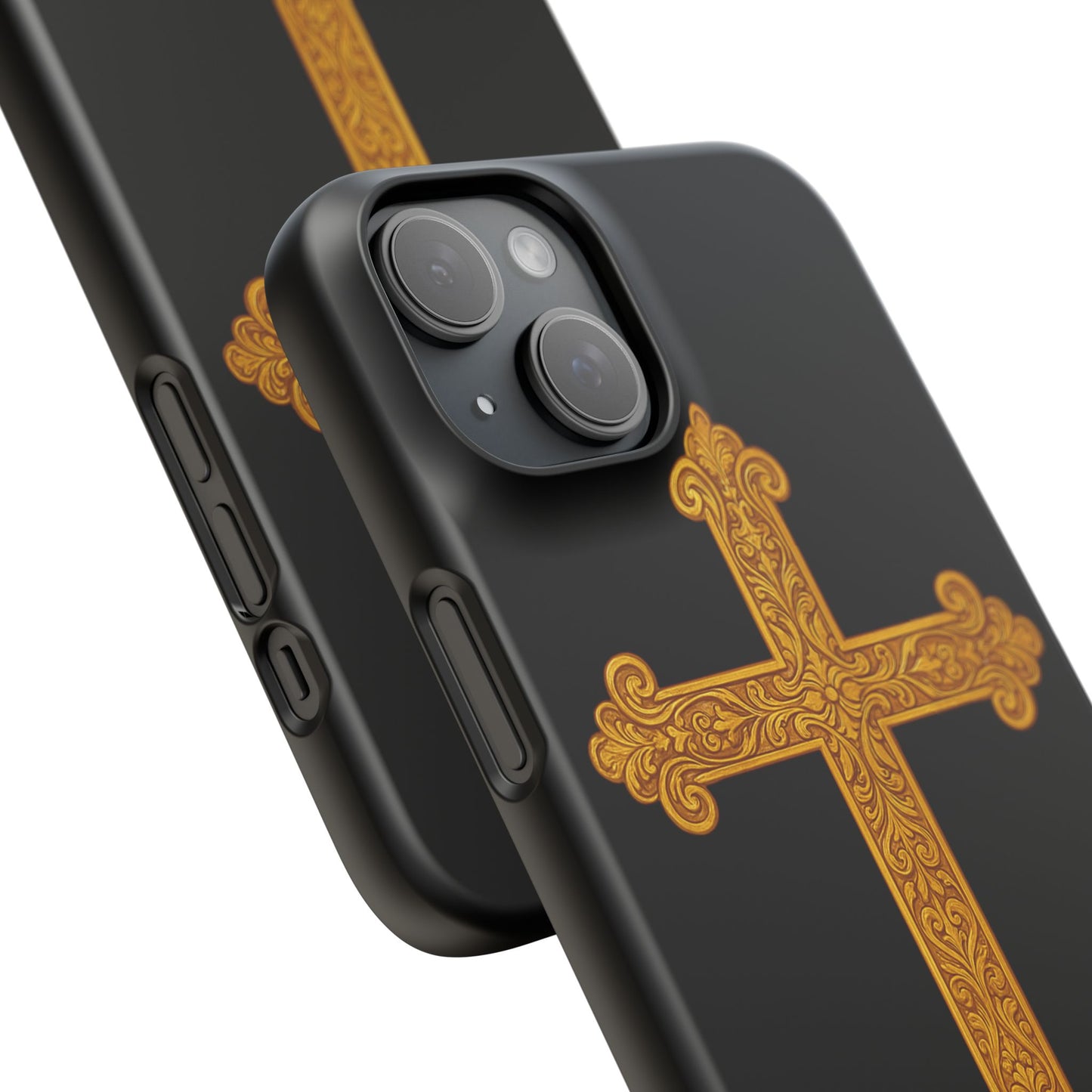 Black iPhone Snap Case – Gold Cross Design