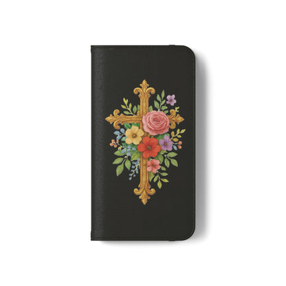Floral Cross Wallet (black) Case for iPhone – Faith in Bloom