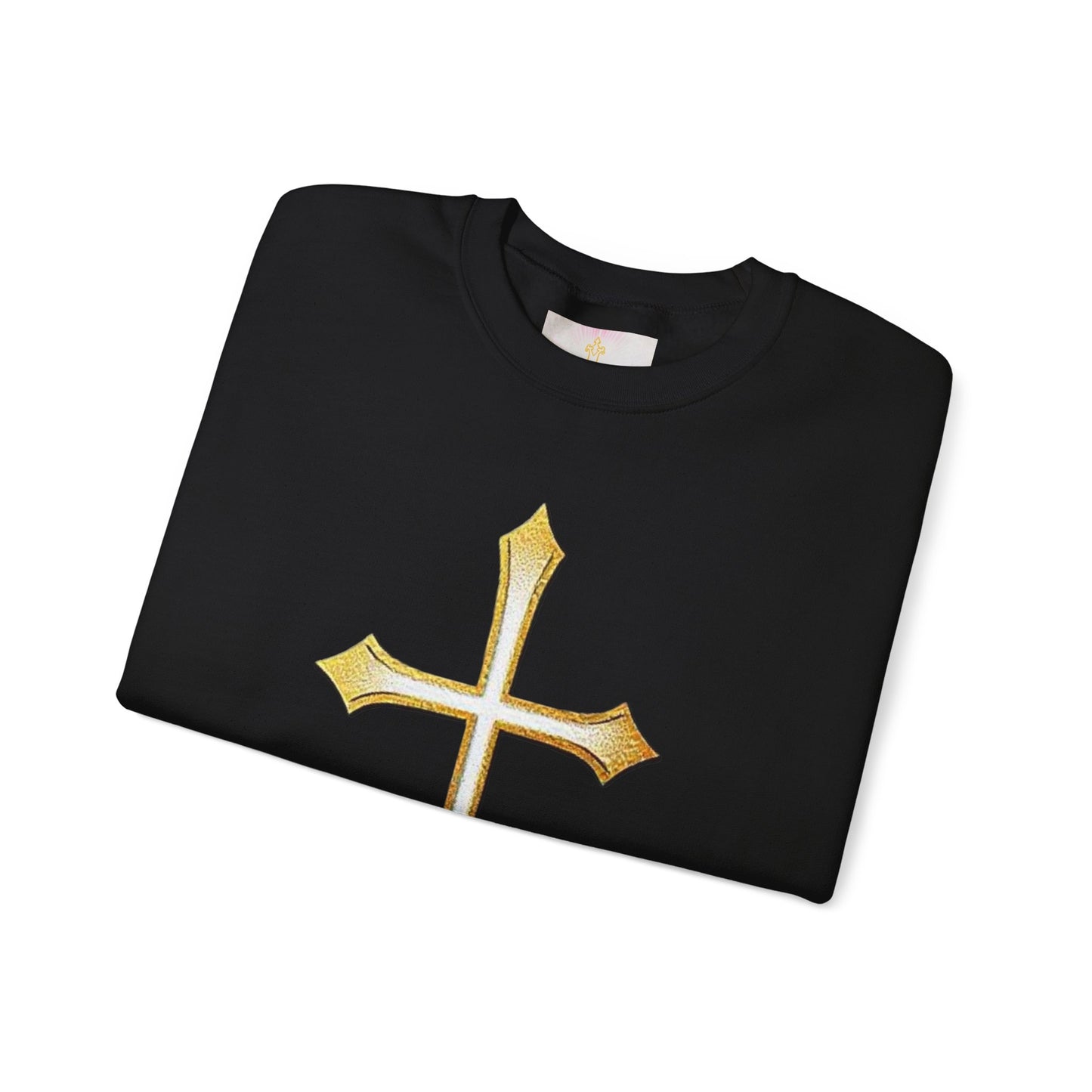 Men’s Gold Cross Sweatshirt – Bold Christian Faith Apparel