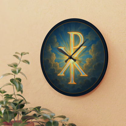 Chi Rho Sky Wall Clock – Timeless Christian Faith Decor