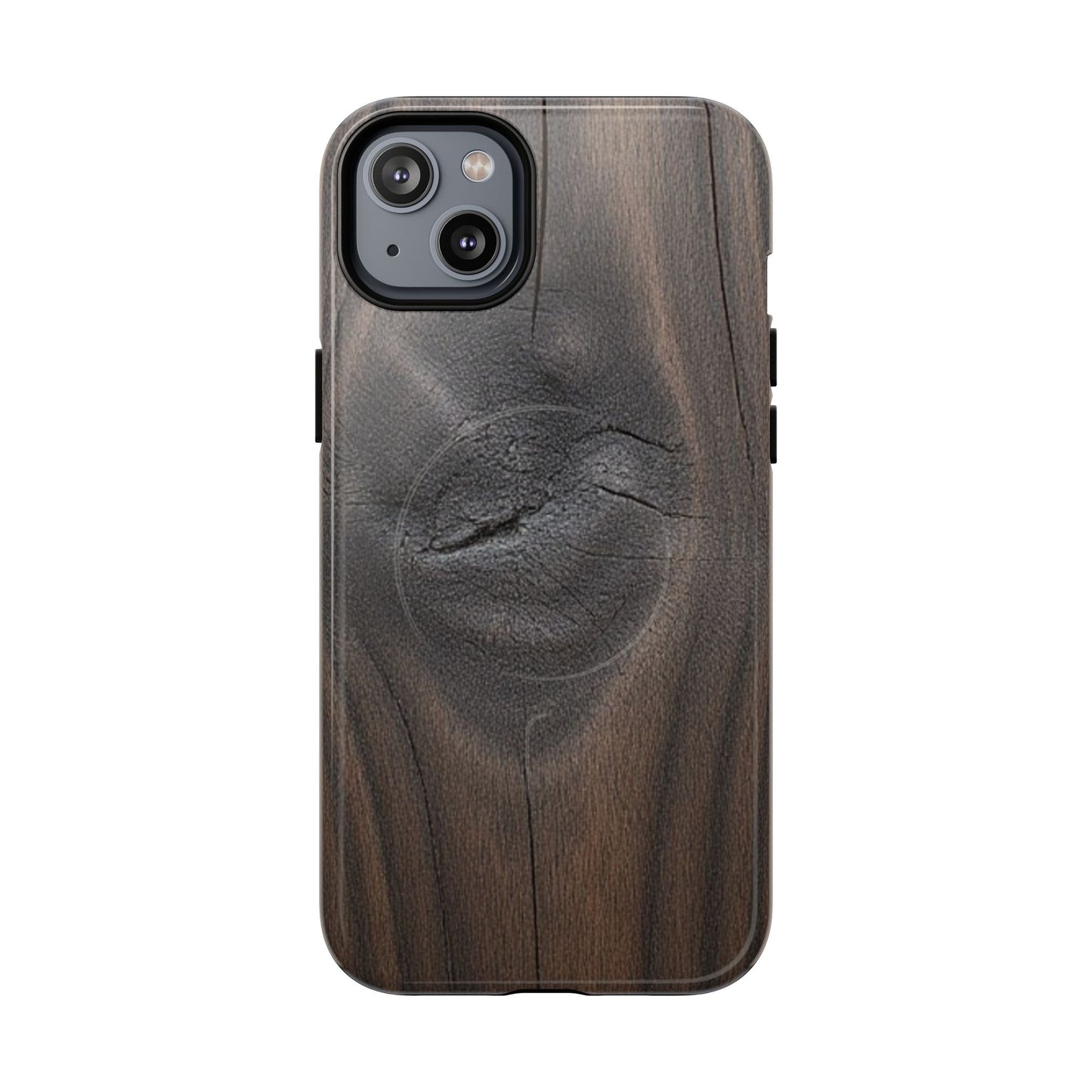 Faith Rooted in Strength – Dark Wood Grain iPhone Magnetic Tough Case