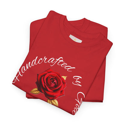 Handcrafted by God (Rose) - Woman's Christian T-Shirt (White Lettering)