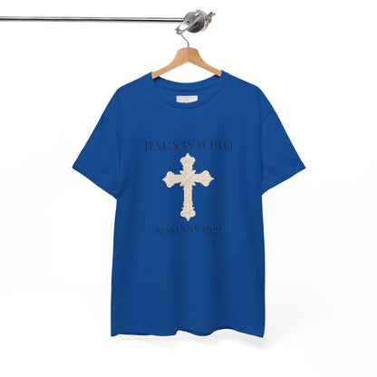 Speak It. Believe It. Saved. – Women’s Jesus Is Lord Tee (Romans 10:9) (White Lettering)
