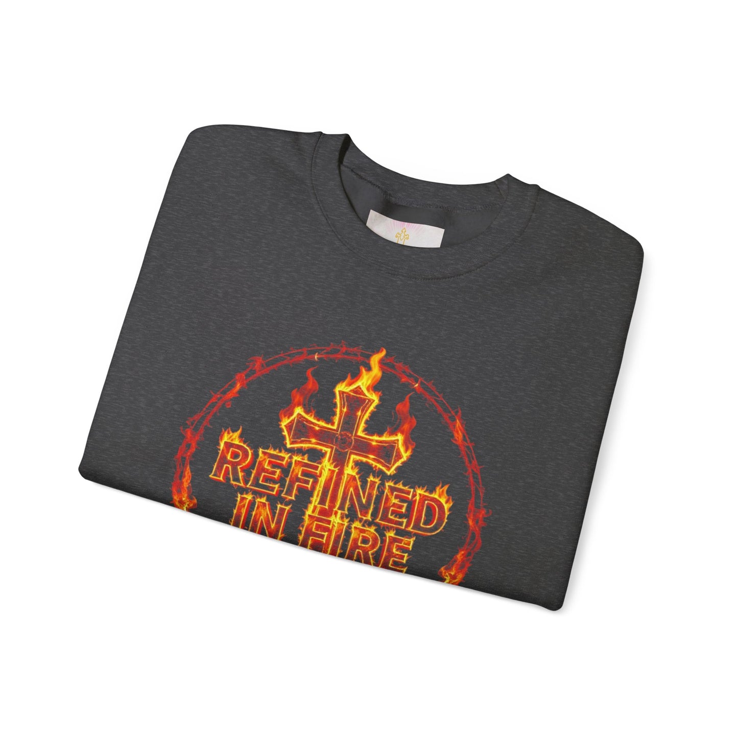 Men’s “Refined in Fire” Christian Sweatshirt – Bold Flame Design Pullover