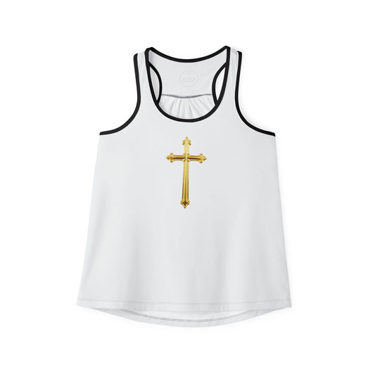 Gold Cross Women’s Christian Tank Top – Symbol of Eternal Victory