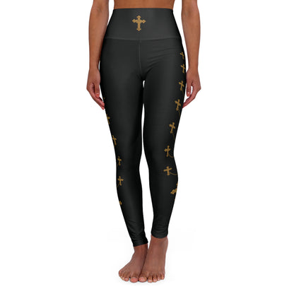 Golden Covenant Women’s High-Waisted Yoga Leggings in Black - Christian Apparel