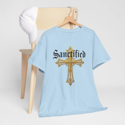 Sanctified Men's Gothic Cross T-Shirt – Faith in Bold Elegance
