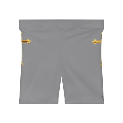 Gold Cross Women’s Biking Shorts in Grey – Symbol of Eternal Victory