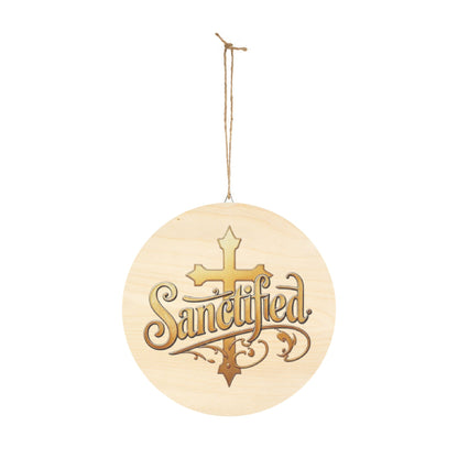 Sanctified Wall Hanging — Inspirational Cross Wooden Décor