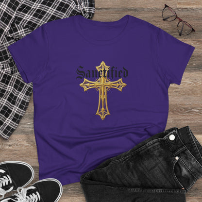 Sanctified Women's Gothic Cross T-Shirt – Faith in Bold Style