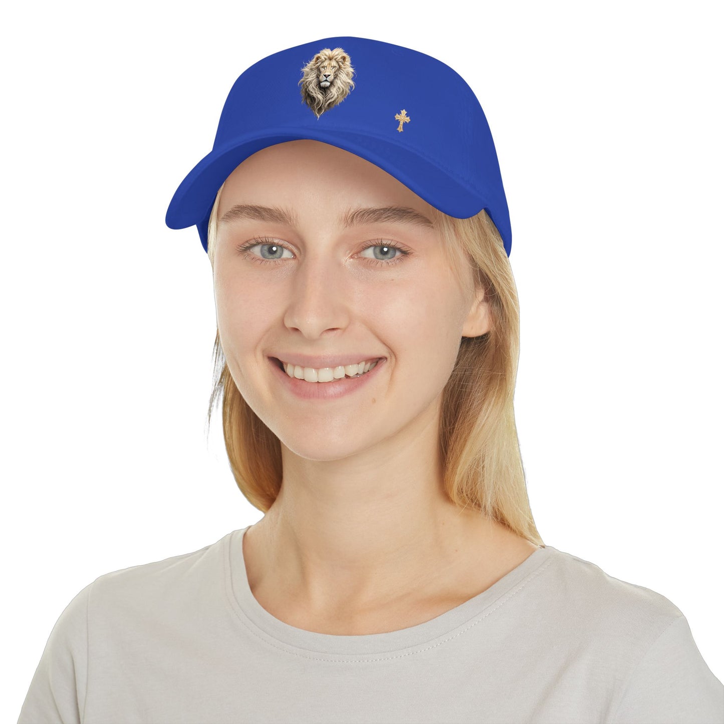 Christ is King (Lion of Judah) - Women's Baseball Cap with Gold Cross