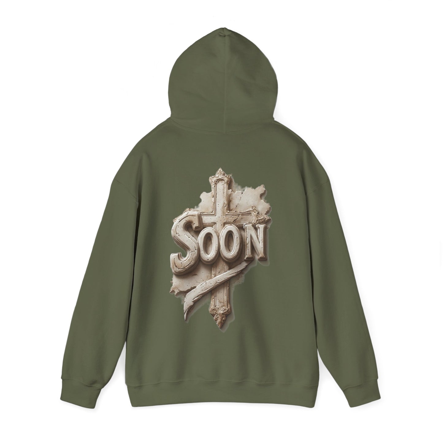 “Soon” Cross Women’s Hoodie – Back Print Christian Declaration
