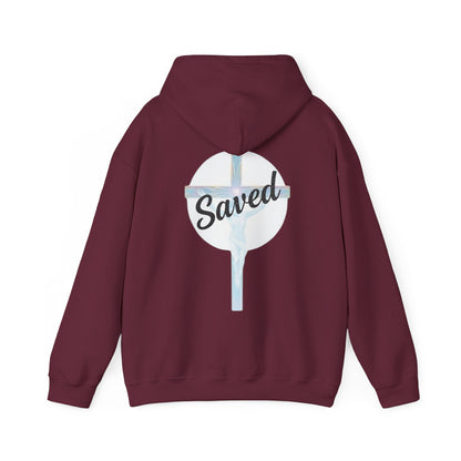 Saved in Christ – Men’s Faith Hoodie with Cross Design